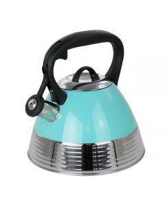 Mr. Coffee 2.5 Quart Stainless Steel Whistling Tea Kettle in Turquoise