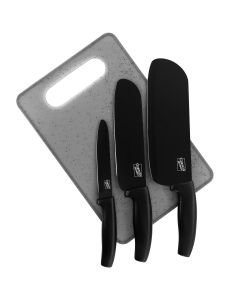 Gibson Home Edge Craft 4 Piece Nonstick Stainless Steel Cutlery Set with Cutting Board