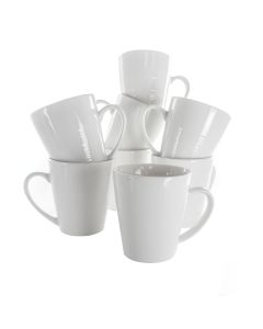 Elama Amie 8 Piece 12 Ounce Porcelain Mug Set in White